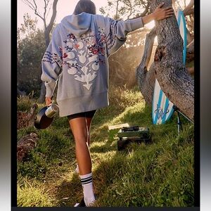 Free People Movement Oversized At My Best Embroidered Hoodie, S 🎴🪷 NWOT!